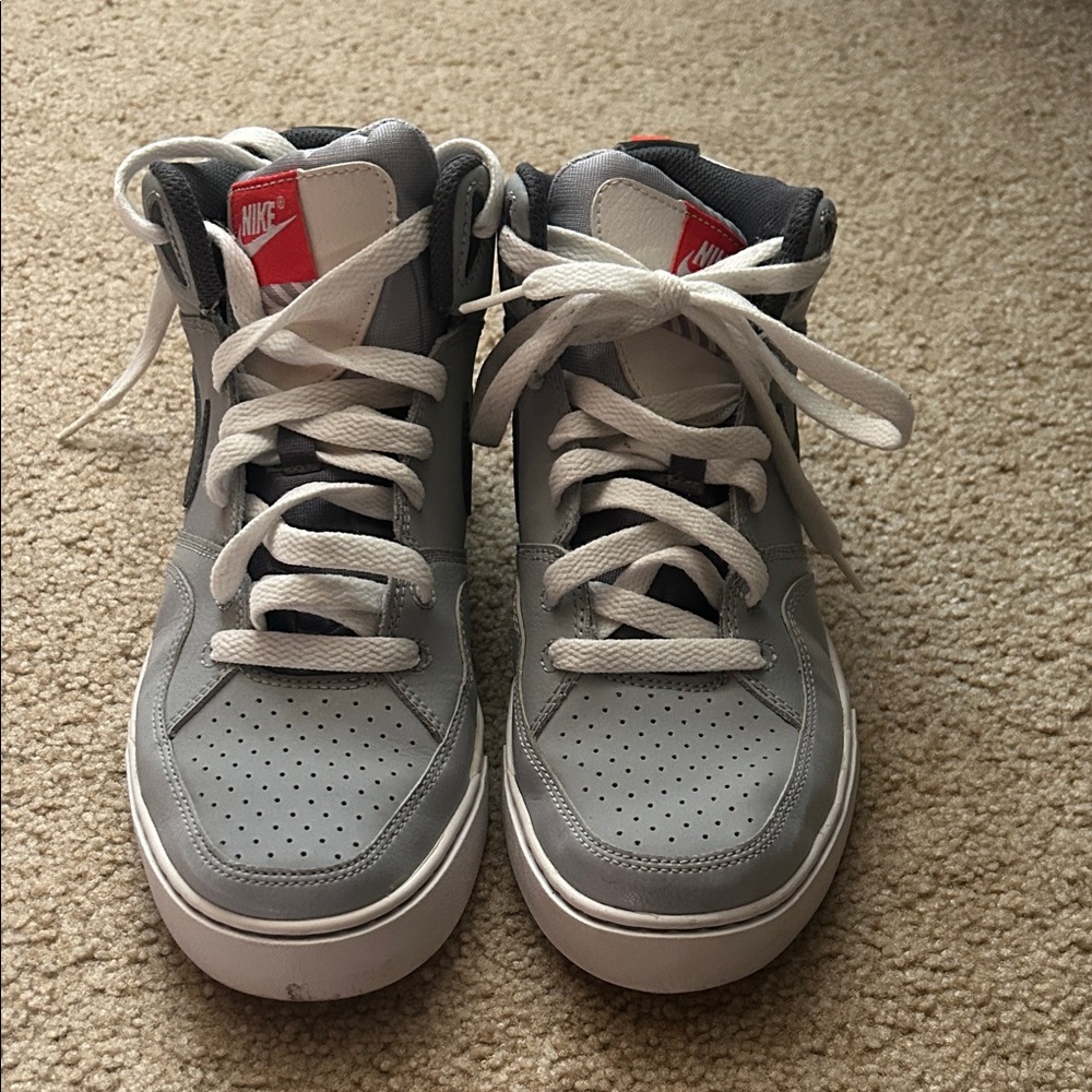 Nike Kids Gray and White High-Top Sneakers